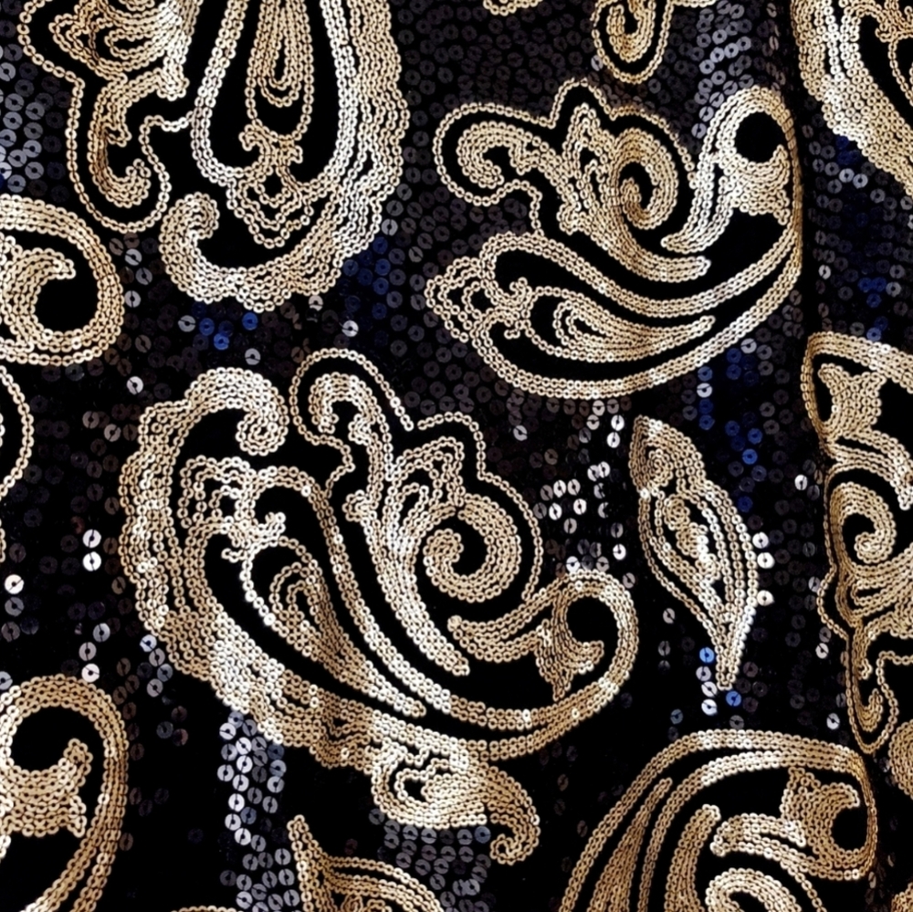 Apt.9 Sleeveless black tank top gold and black Sequin embellished Lined Large - Picture 7 of 8